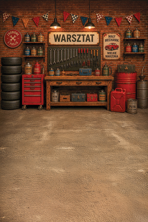 Przejdź do produktu Tło fotograficzne: Mały mechanik - Dziecięce tła do zdjęć - D39